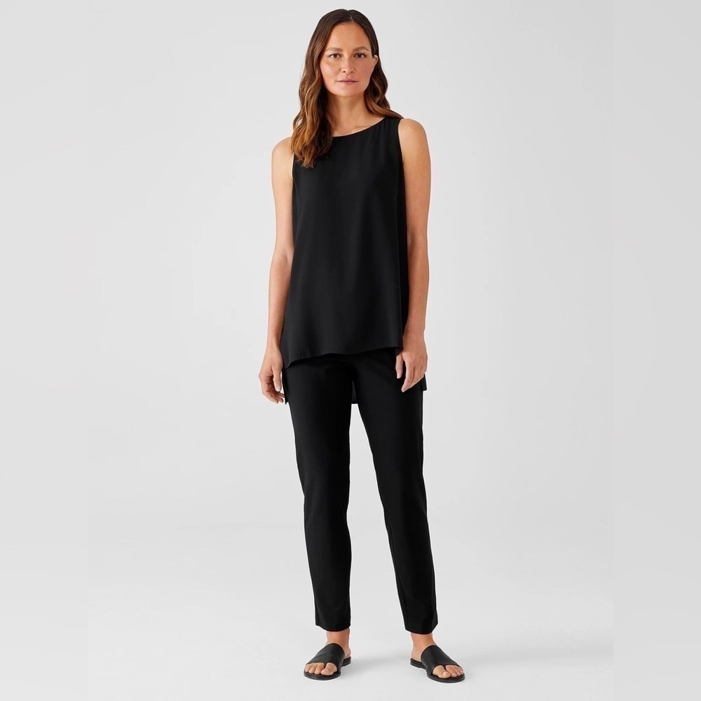 Eileen Fisher Washable Stretch Crepe Pant in Black Size Small.